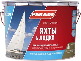 Лак яхтный алкидно-уретановый PARADE L20 Яхты & Лодки Глянцев. 0,75л Россия