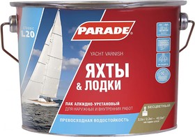 Лак яхтный алкидно-уретановый PARADE L20 Яхты & Лодки П/мат 2,5л Россия
